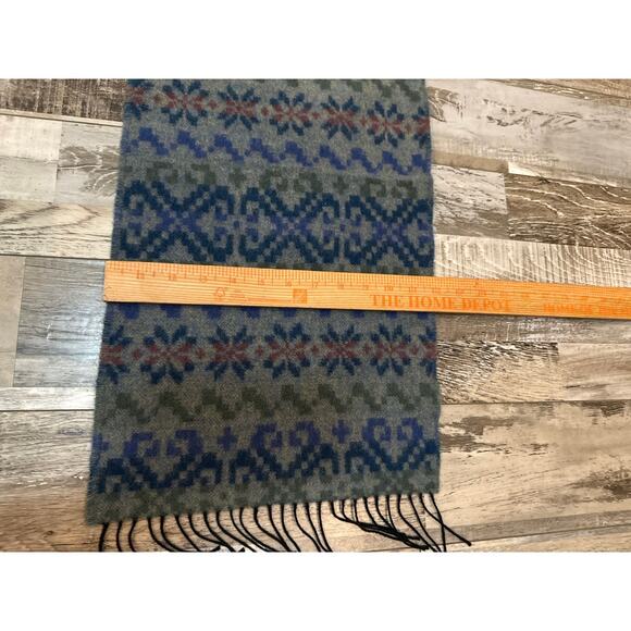 Johnstons of Elgin 100% Wool Fair Isle Muffler Scarf Fringe Made in Scotland - Picture 3 of 5